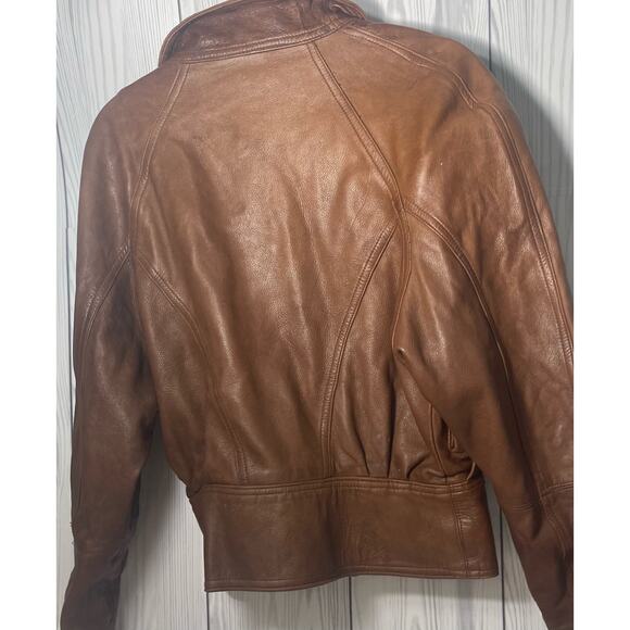 Vintage 80's Giovinezza Moda Rocco Brown Moto Leather Jacket Medium - Picture 8 of 16